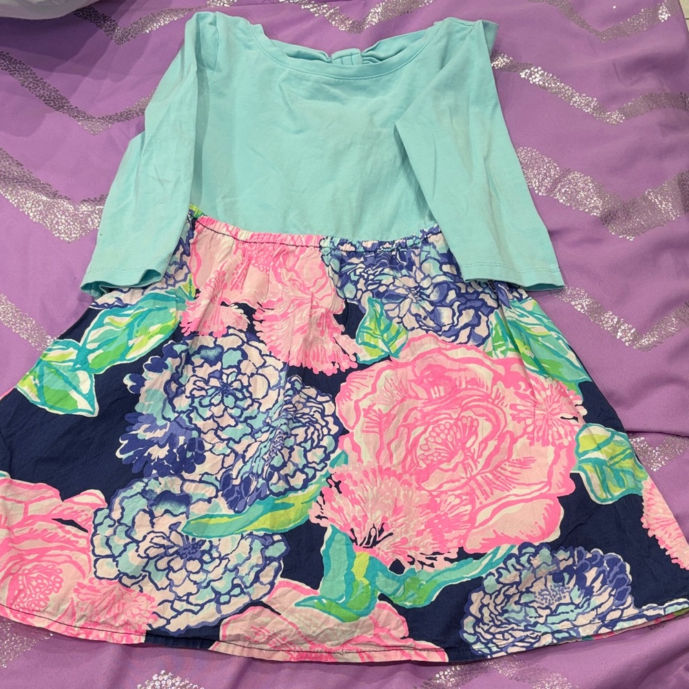 Lilly Pulitzer Aqua and Floral Kids Dress